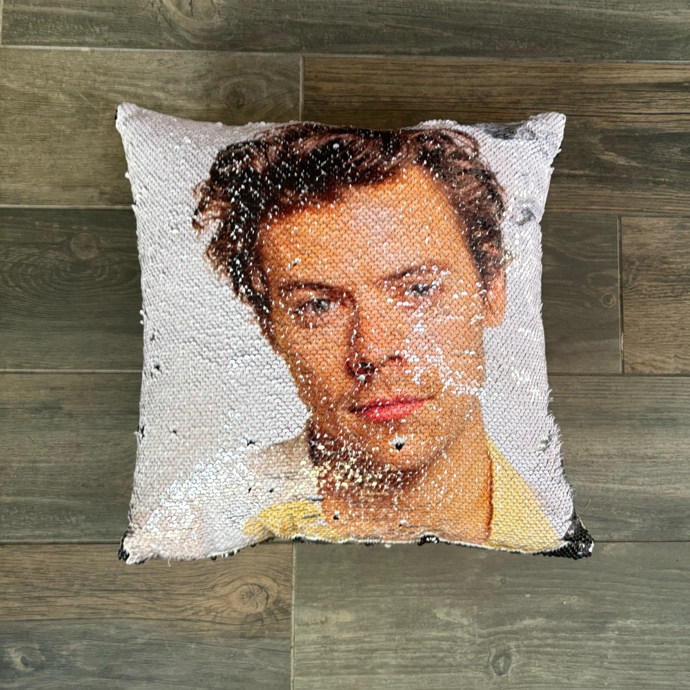 harry styles reversible sequin pillow!